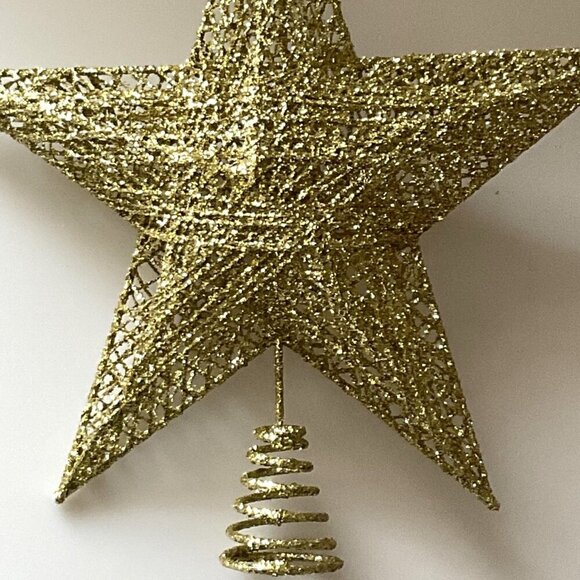 CHRISTMAS TREE TOPPER GLITTERED GOLD STAR (10'') - Picture 4 of 10